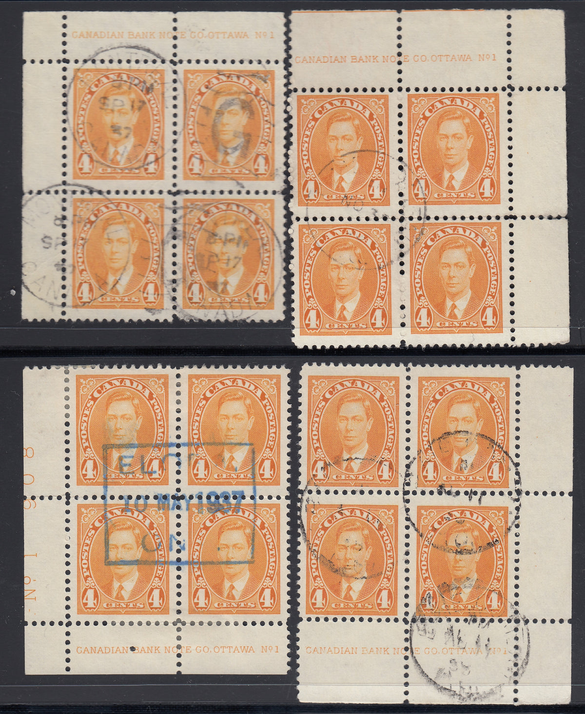 0234CA1801 - Canada #234 Plate Block Matched Set