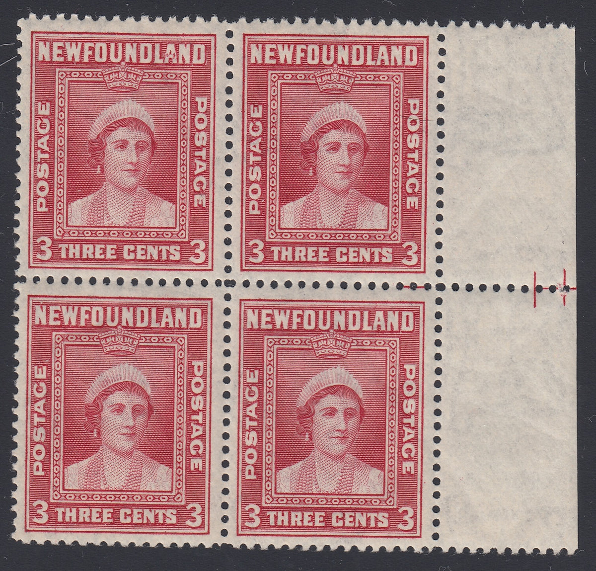 0255NF1712 - Newfoundland #255, 255i - Mint Block of 4