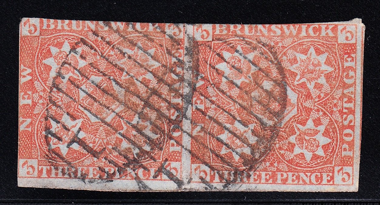 0001NB1707 - New Brunswick #1 - Used Pair - Deveney Stamps Ltd. Canadian Stamps