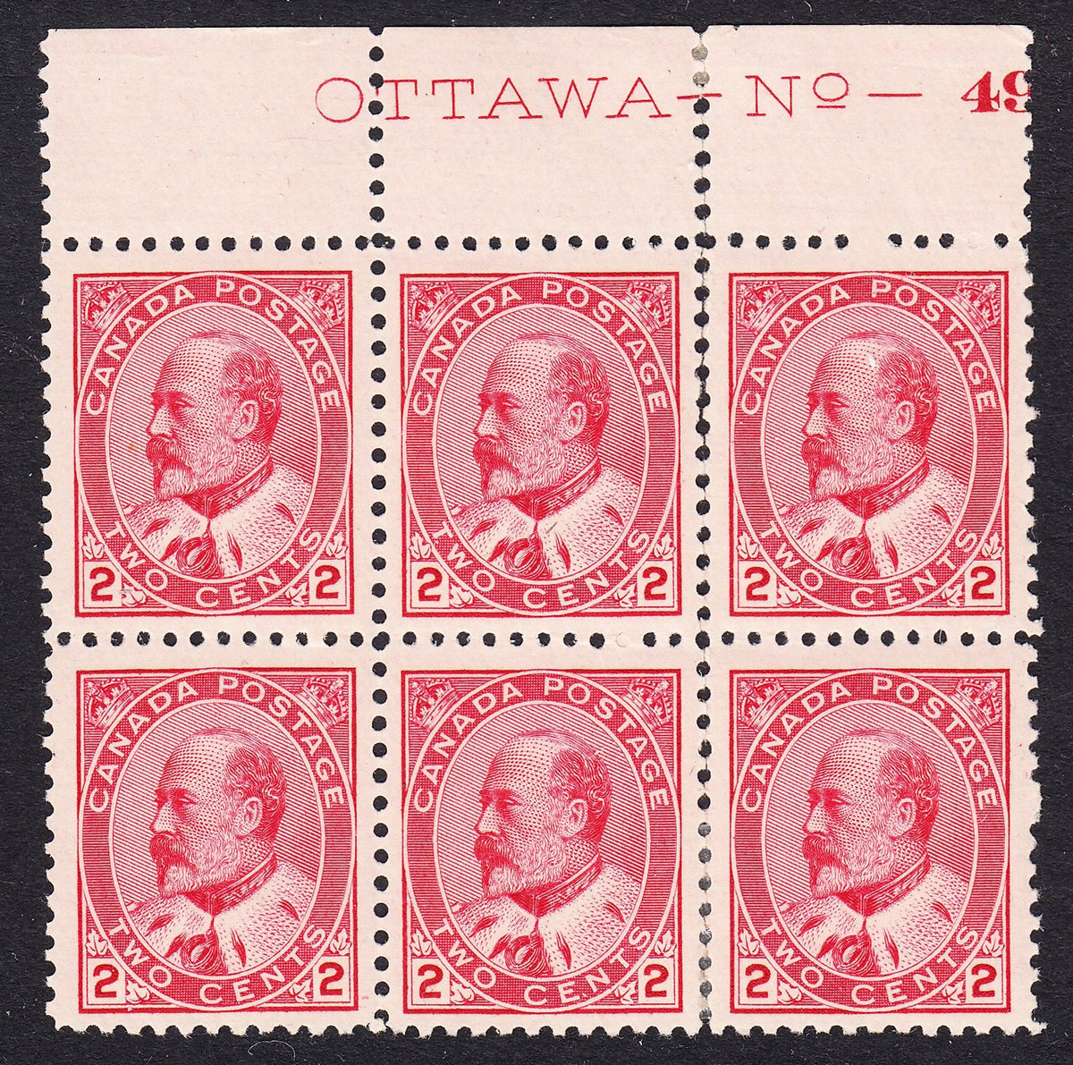 0090CA1708 - Canada #90 Plate Block of 6