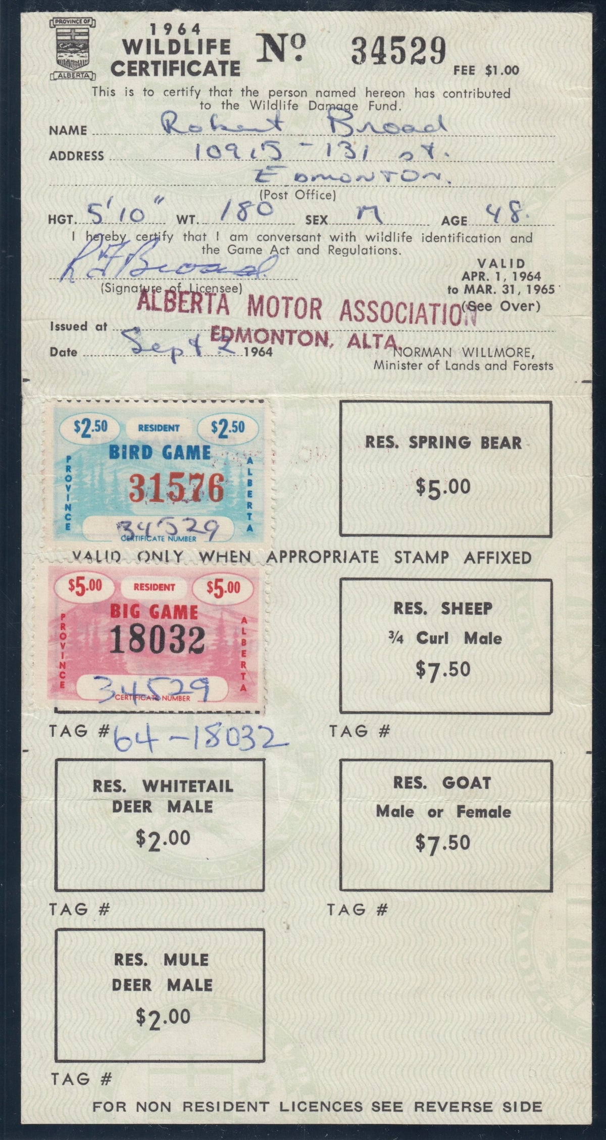 0343AW2110 - AW1, 2 - Used on License