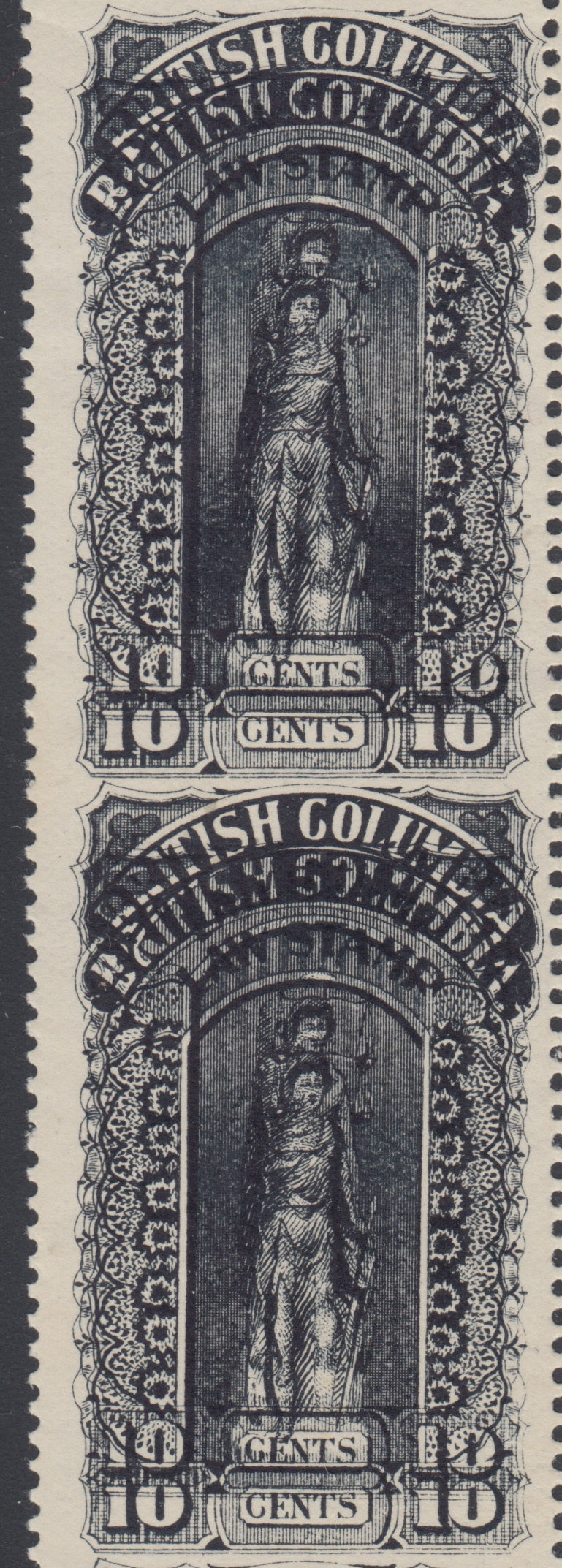 0016BC2204 - BCL16c,d - Imperforate, Double Print Vertical Pair - UNIQUE