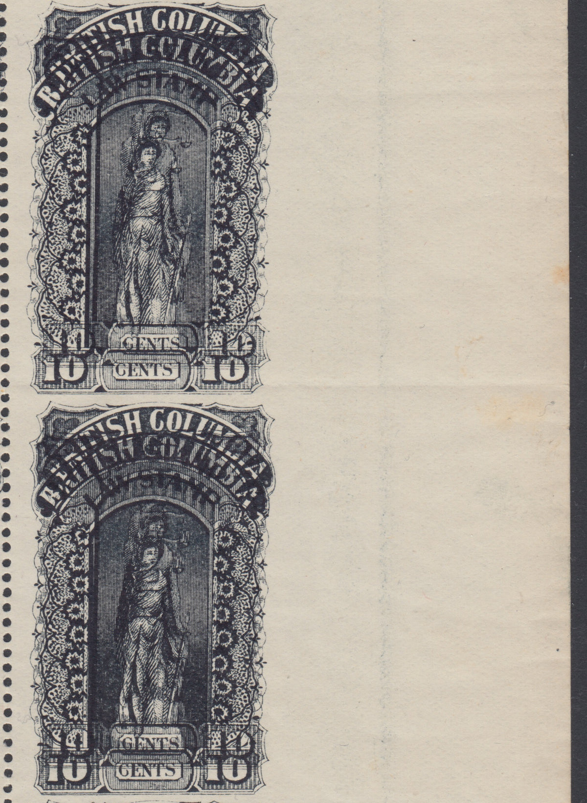 0016BC2204 - BCL16c,d - Imperforate, Double Print Vertical Pair - UNIQUE