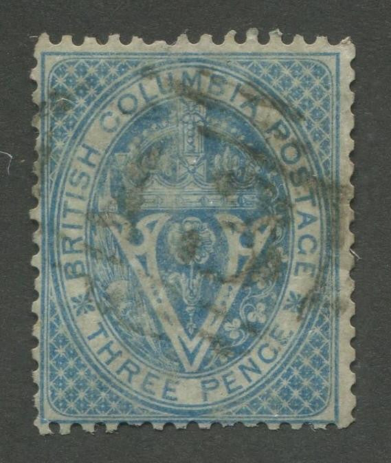 0007BC1707 - British Columbia #7 - Used Numeral Cancel &#39;13&#39; - Deveney Stamps Ltd. Canadian Stamps