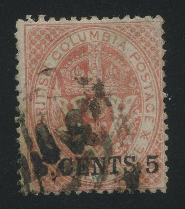 0009BC1707 - British Columbia #5 - Used - Deveney Stamps Ltd. Canadian Stamps