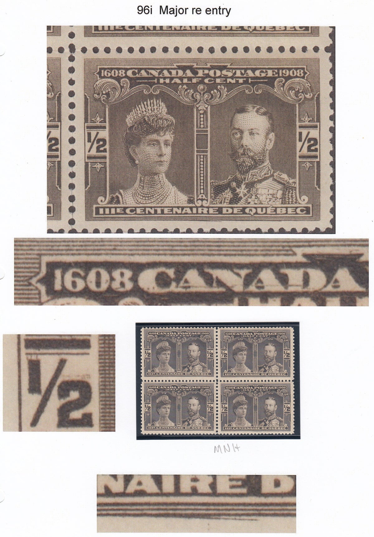 0096CA2205 - Canada #96i - Mint Block, Major Re-Entry