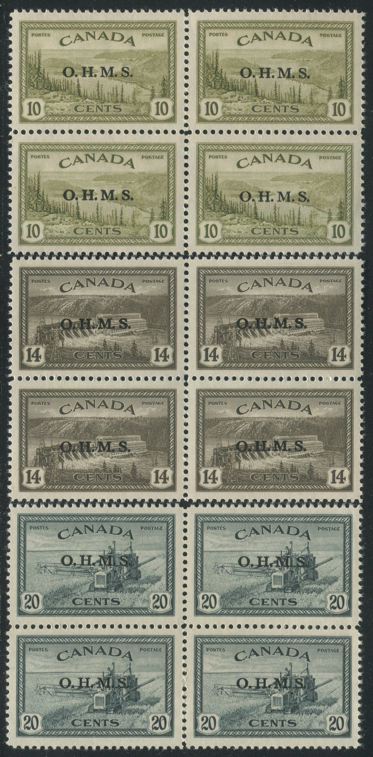 0352CA2209 - Canada O6, O7, O8 - Mint Blocks of 4