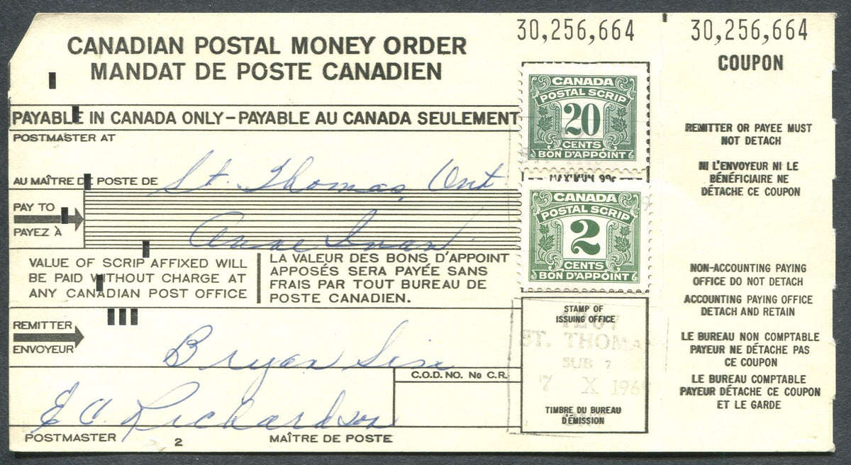 0456FD2003 - FPS24, FPS51 - Used on Canadian Postal Money Order