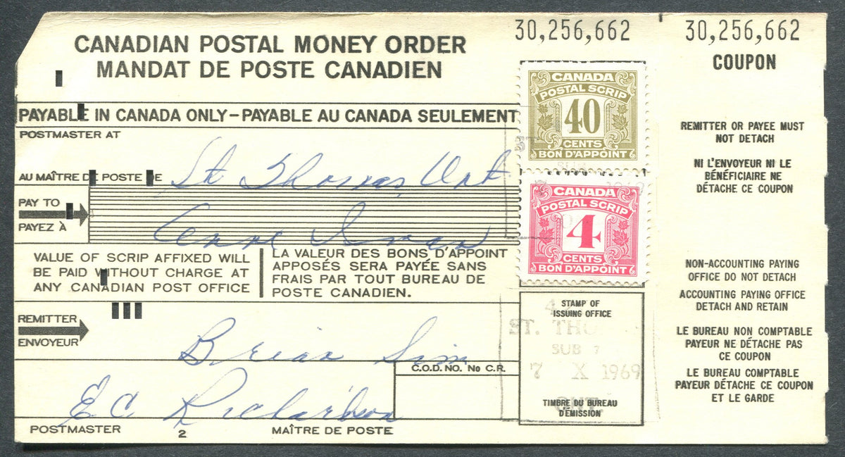 0026PS2003 - FPS26, FPS35 - Used on Canadian Postal Money Order