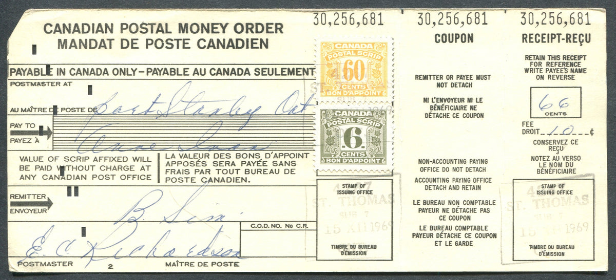 0028PS2003 - FPS28, FPS37 - Used on Canadian Postal Money Order
