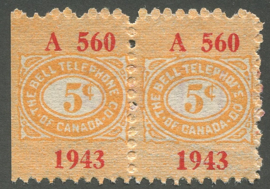 0233BT2011 - TBT119a - Mint Pair, &#39;Telephoie&#39; Error, Watermarked