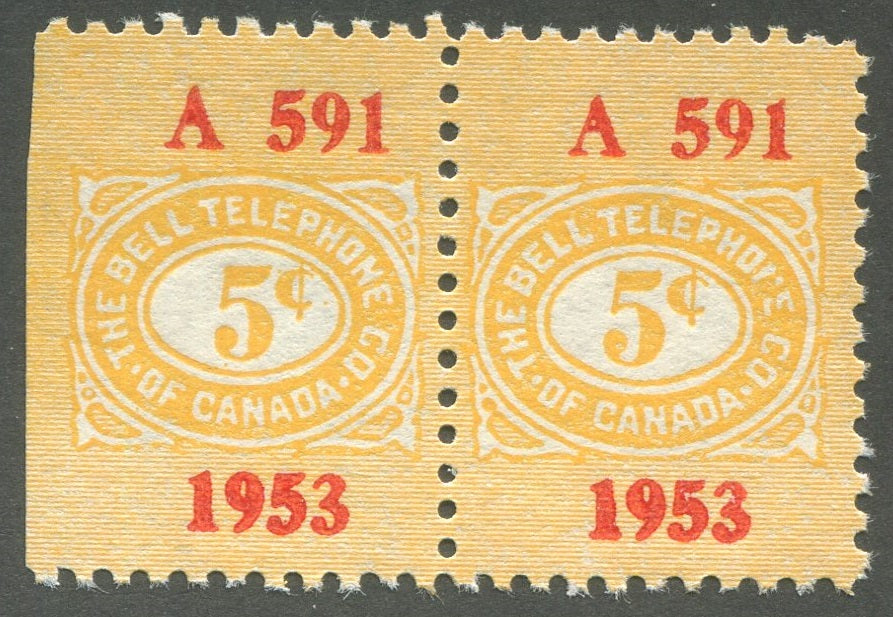 0253BT2011 - TBT139a - Mint Pair, &#39;Telephoie&#39; Error