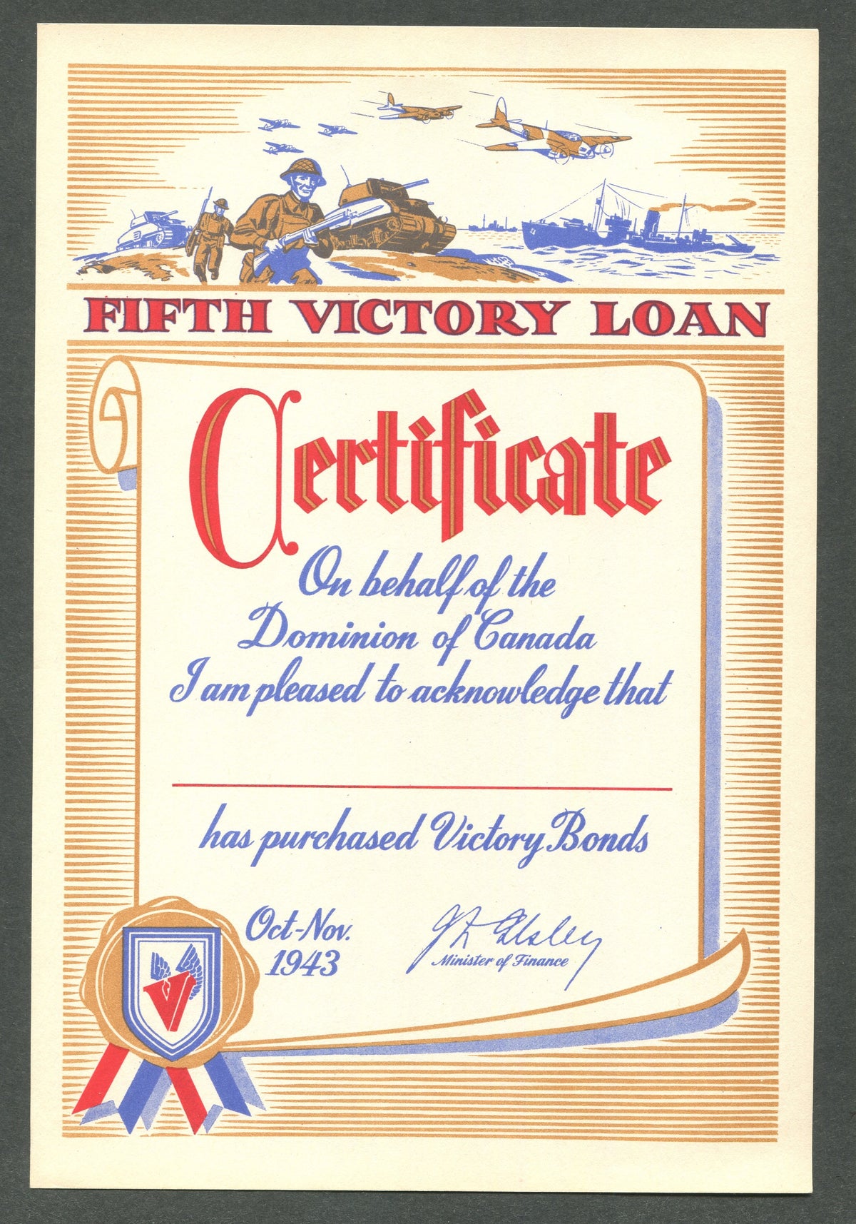 0001WS2003 - WWII Victory Bonds Certificate