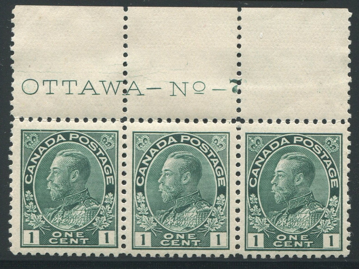 0104CA1710 - Canada #104 Plate Strip of 3