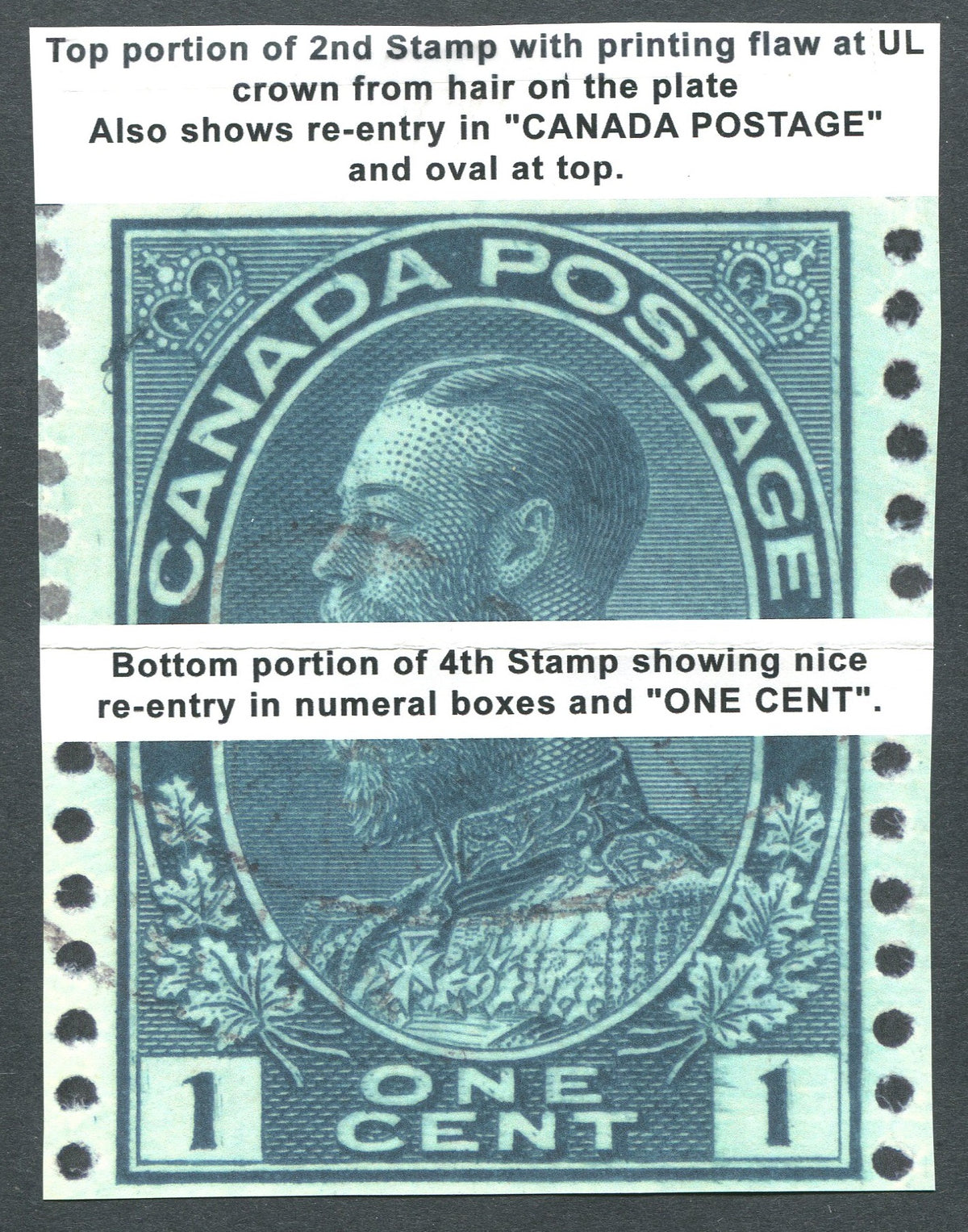 0104CA1903 - Canada #104aii - Used Booklet Pane, Major Re-entries/Plate Flaws