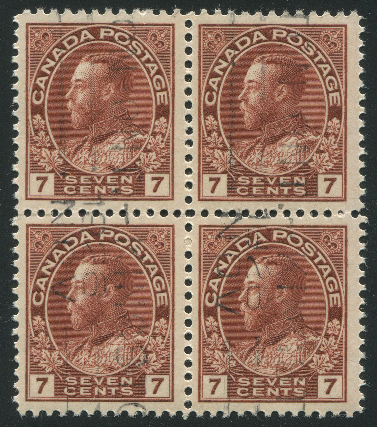 0114CA2209 - Canada #114, 114v - Used Block of 4