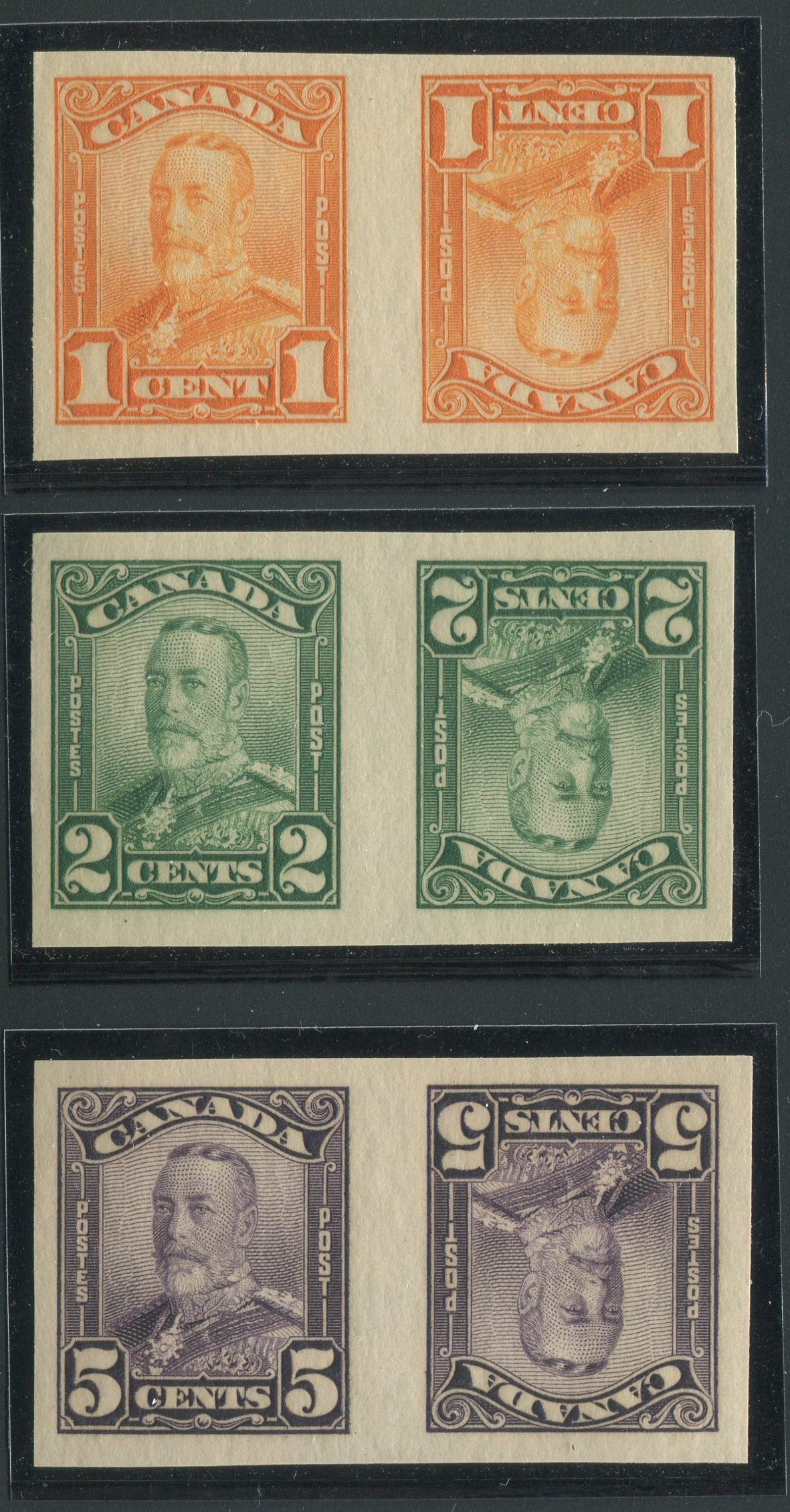 0149CA1906 - Canada #149a,cvi - 153a,cvi - Mint Imperf Tete-Beche Pair Set