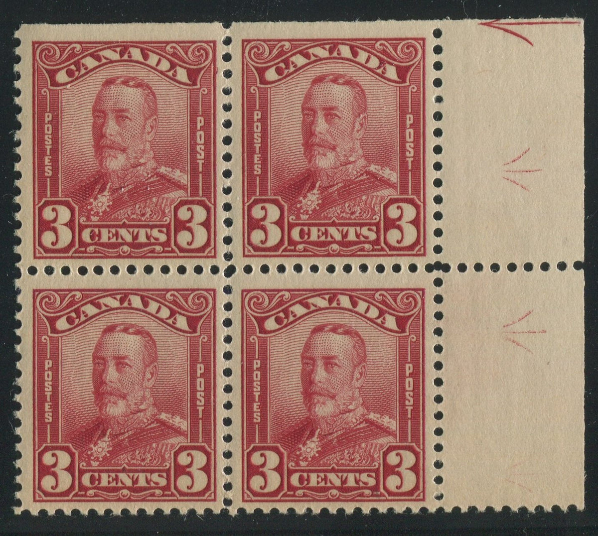 0151CA1710 - Canada #151 Block of 4 - UNLISTED Guide Arrows