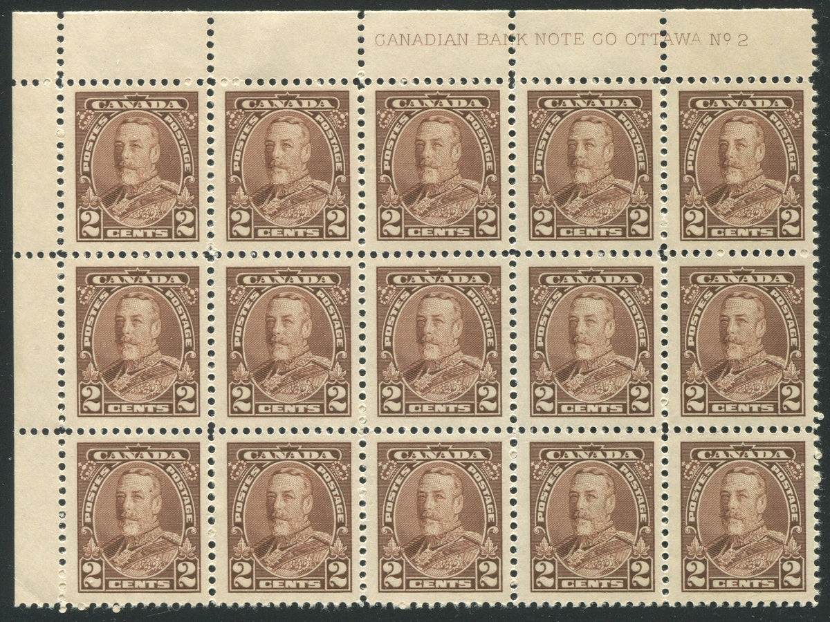 0218CA1910 - Canada #218i - Mint Plate Block of 15 &#39;Mole on Forehead&#39; Variety