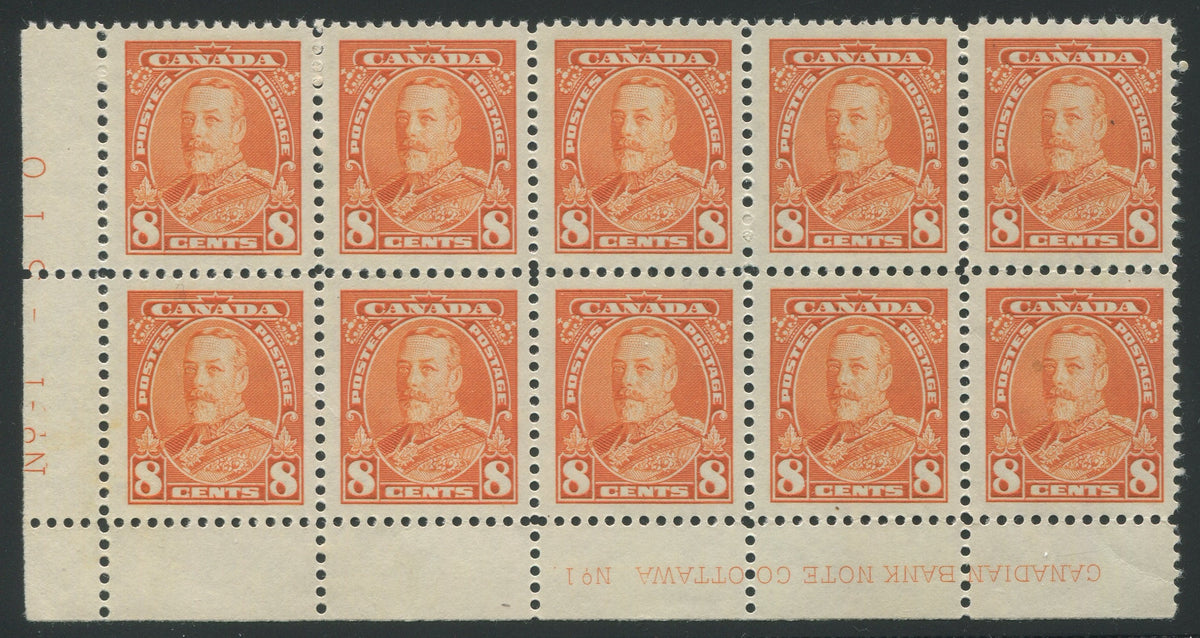 0222CA2208 - Canada #222 - Plate Block of 10