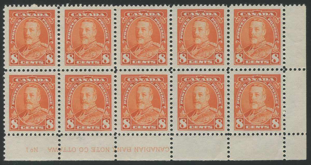 0222CA2208 - Canada #222 - Plate Block of 10