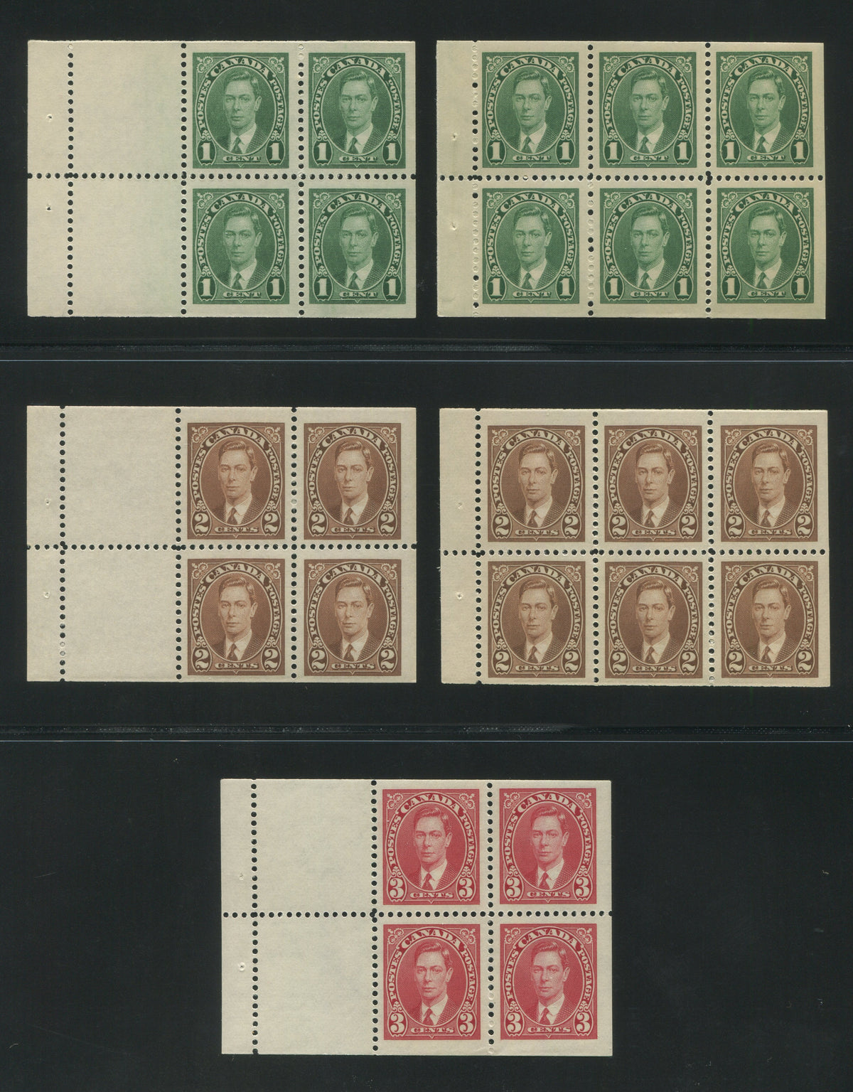 0231CA2302 - Canada #231a, 231b, 232a, 232b, 233a - Mint Booklet Pane Set