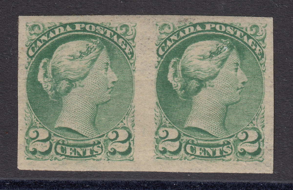 0036CA1710 - Canada #36iii, f - UNLISTED Double Impression Imperf Pair