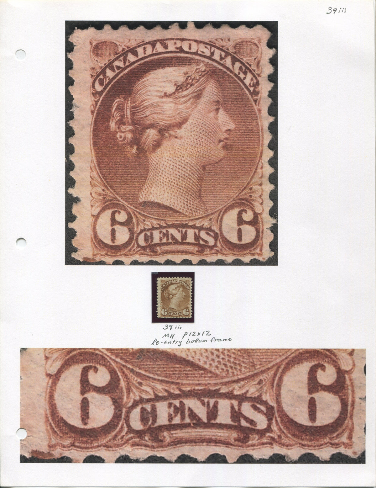 0039CA2206 - Canada #39iii - Mint, Semi-Major Re-Entry