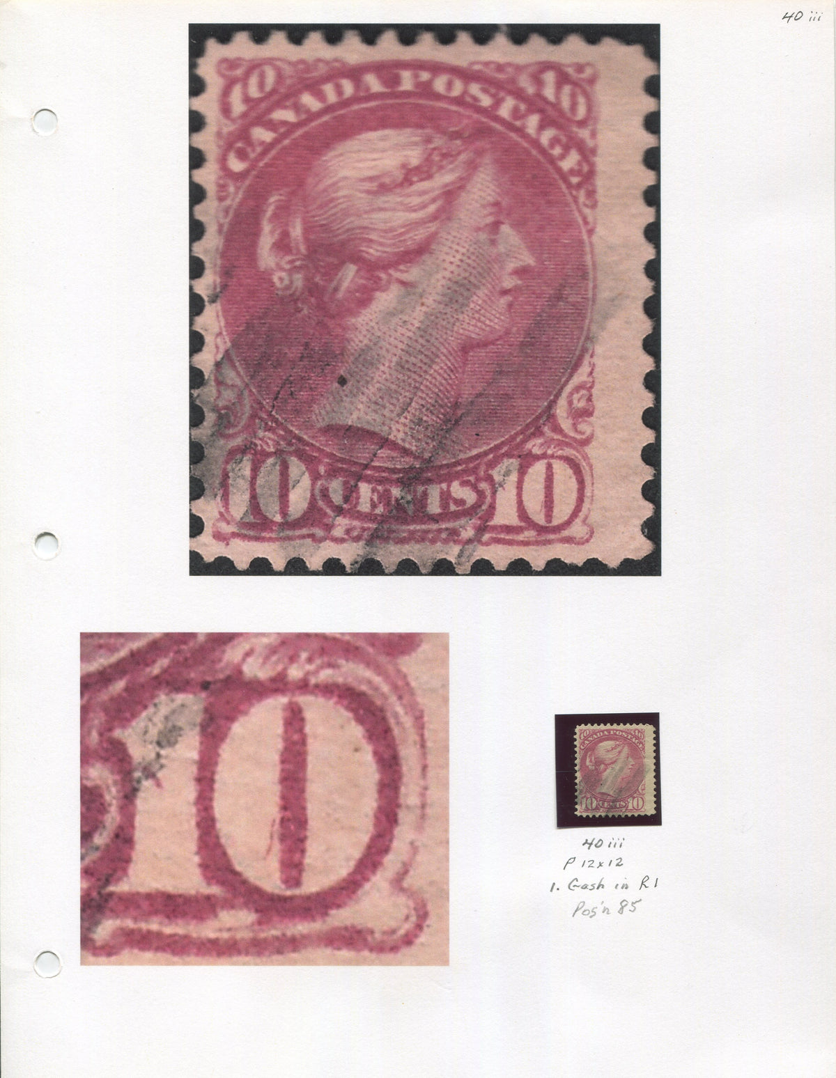 0040CA2206 - Canada #40iii - Used, &#39;Gash in 1&#39;