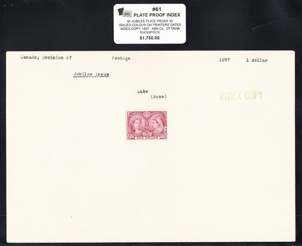 Canada #61 PLATE PROOF INDEX COPY - Deveney Stamps