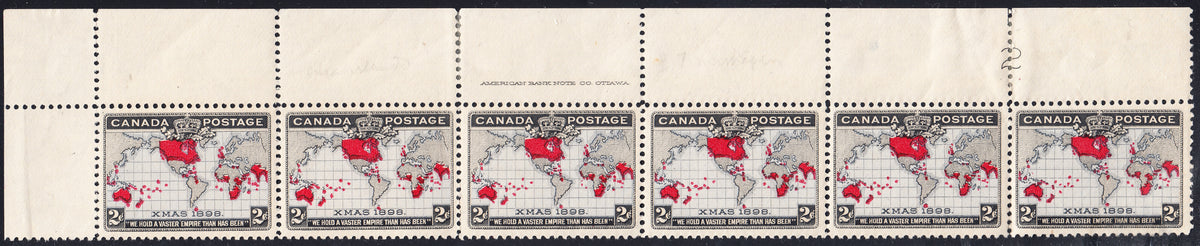 0085CA1805 - Canada #85 Mint Plate Strip of 6