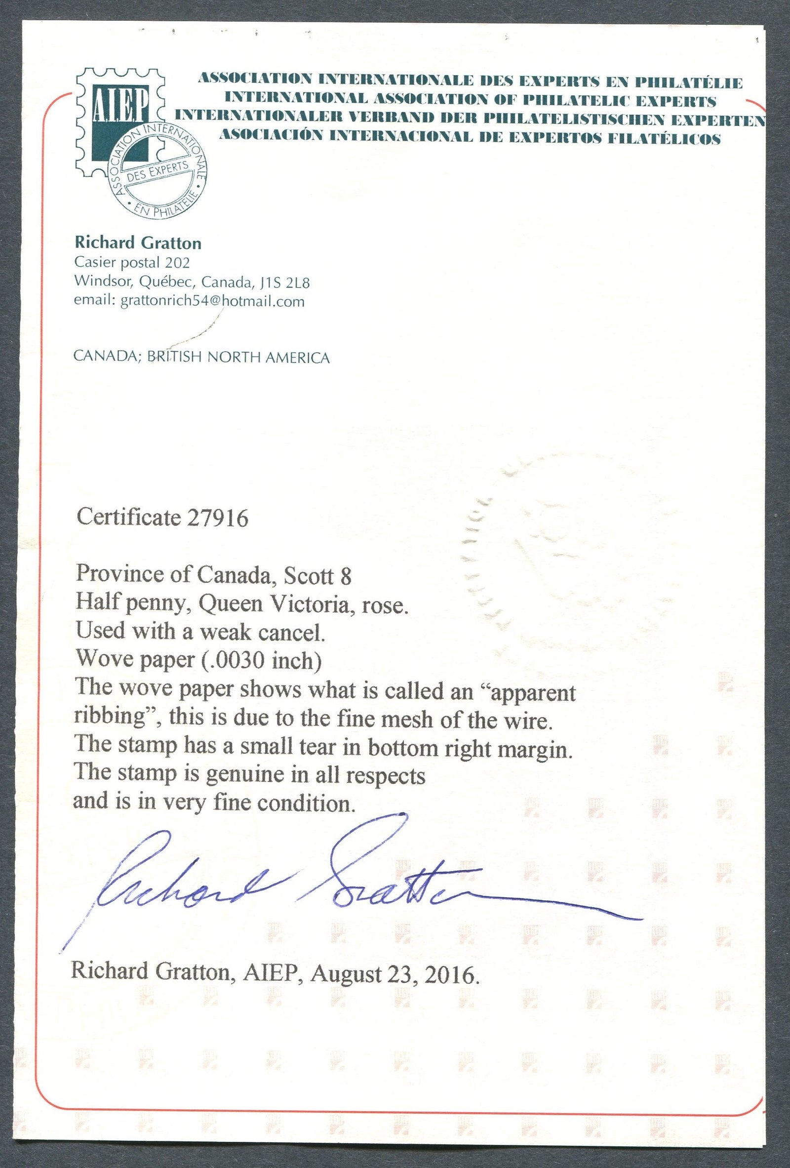 0008CA1709 - Canada #8 - Deveney Stamps Ltd. Canadian Stamps