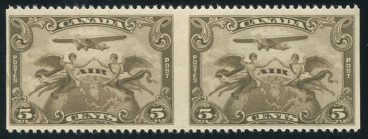 0001CA1905 - Canada C1b - Mint Horizontal Pair, Imperf Vertically