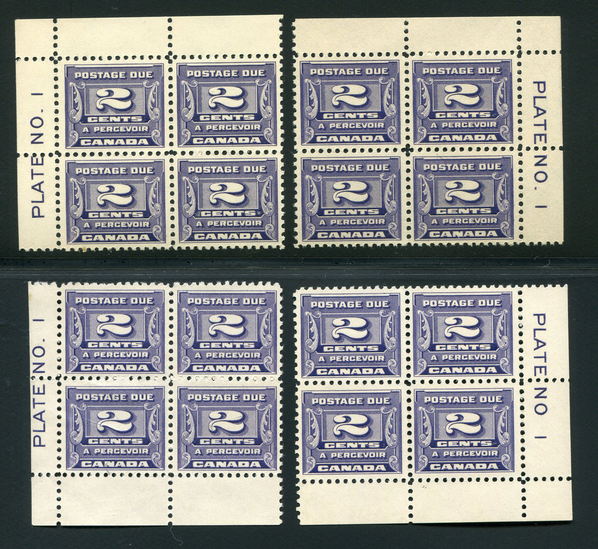 0128CA1709 - Canada J12 - Mint Plate Block Matched Set