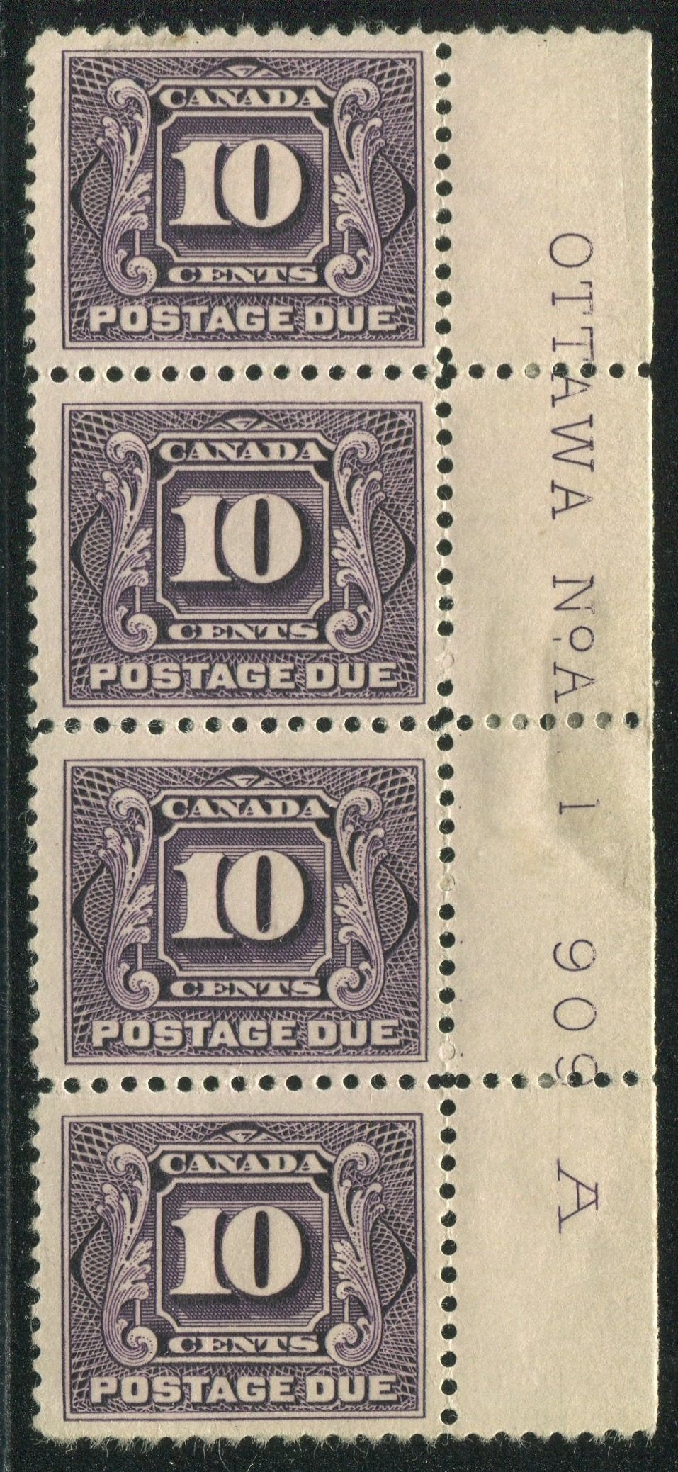 0121CA1710 - Canada J5 - Mint Plate Strip of 4