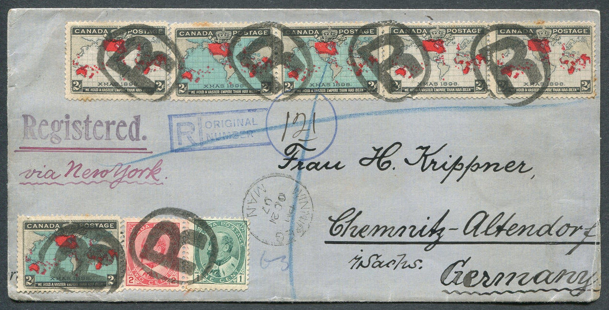 0085CA1908 - #85/86, 89, 90 on Foreign Destination Cover