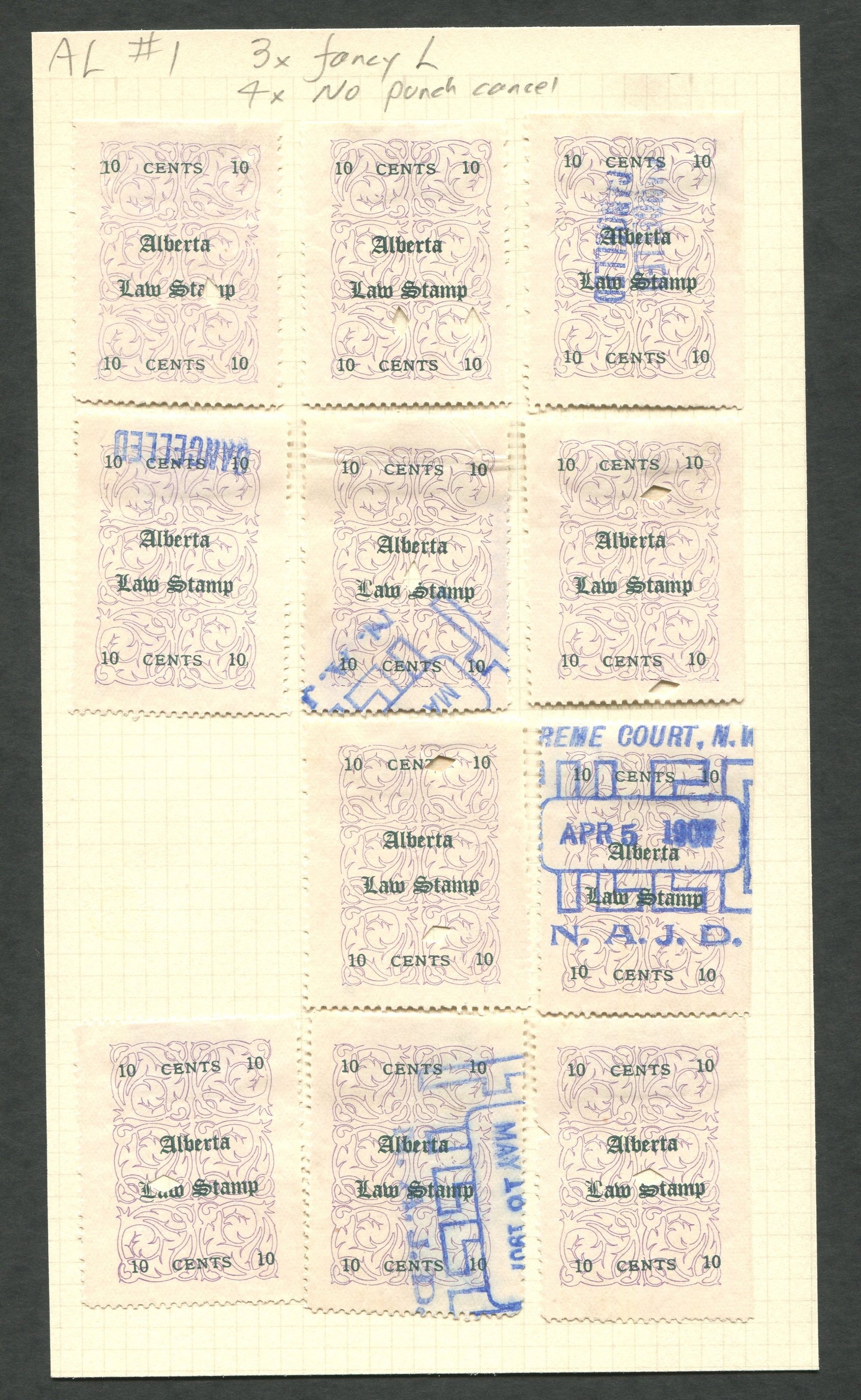 0001AL1709 - AL1 - Used Partially Reconstructed Sheet - Deveney Stamps Ltd. Canadian Stamps