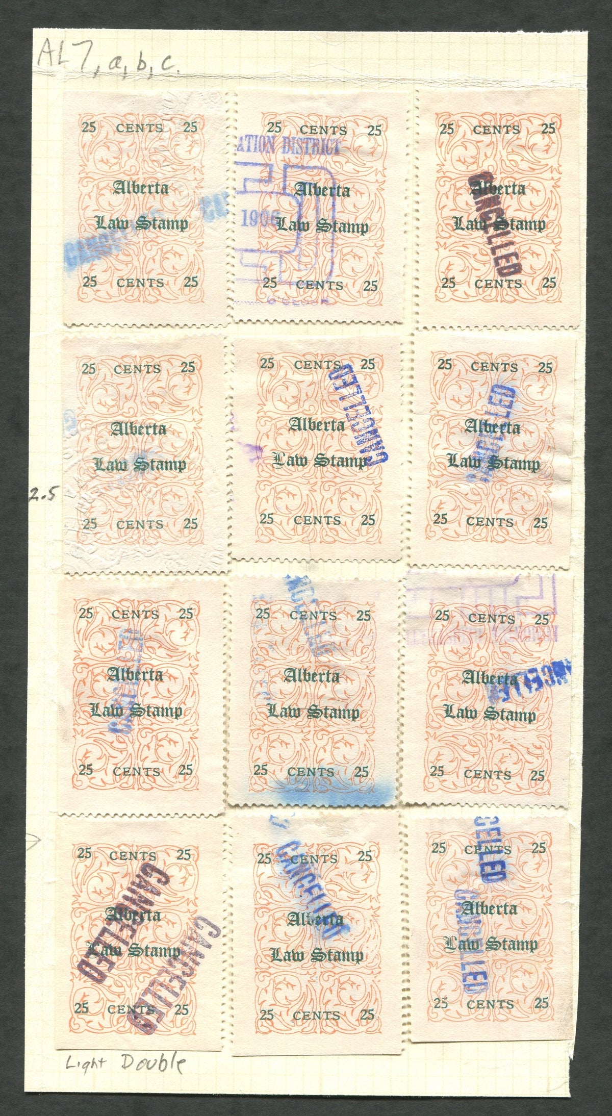 0007AL1709 - AL7,a,b,L - Used Reconstructed Sheet - Deveney Stamps Ltd. Canadian Stamps