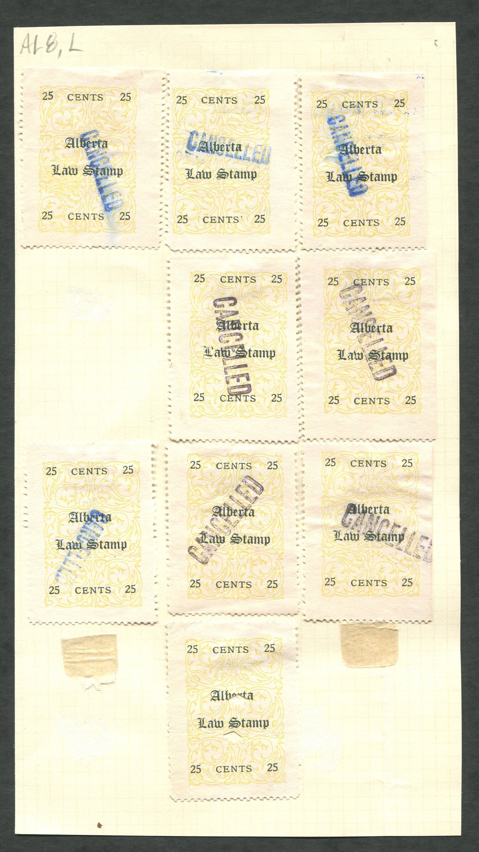 0008AL1709 - AL8,L - Used Partially Reconstructed Sheet - Deveney Stamps Ltd. Canadian Stamps