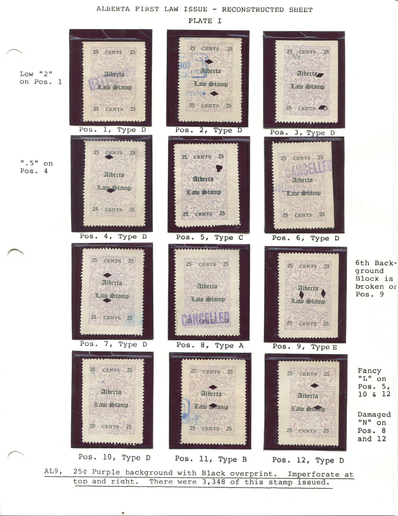 0009AL1709 - AL9 - Used Reconstructed Sheet - Deveney Stamps Ltd. Canadian Stamps