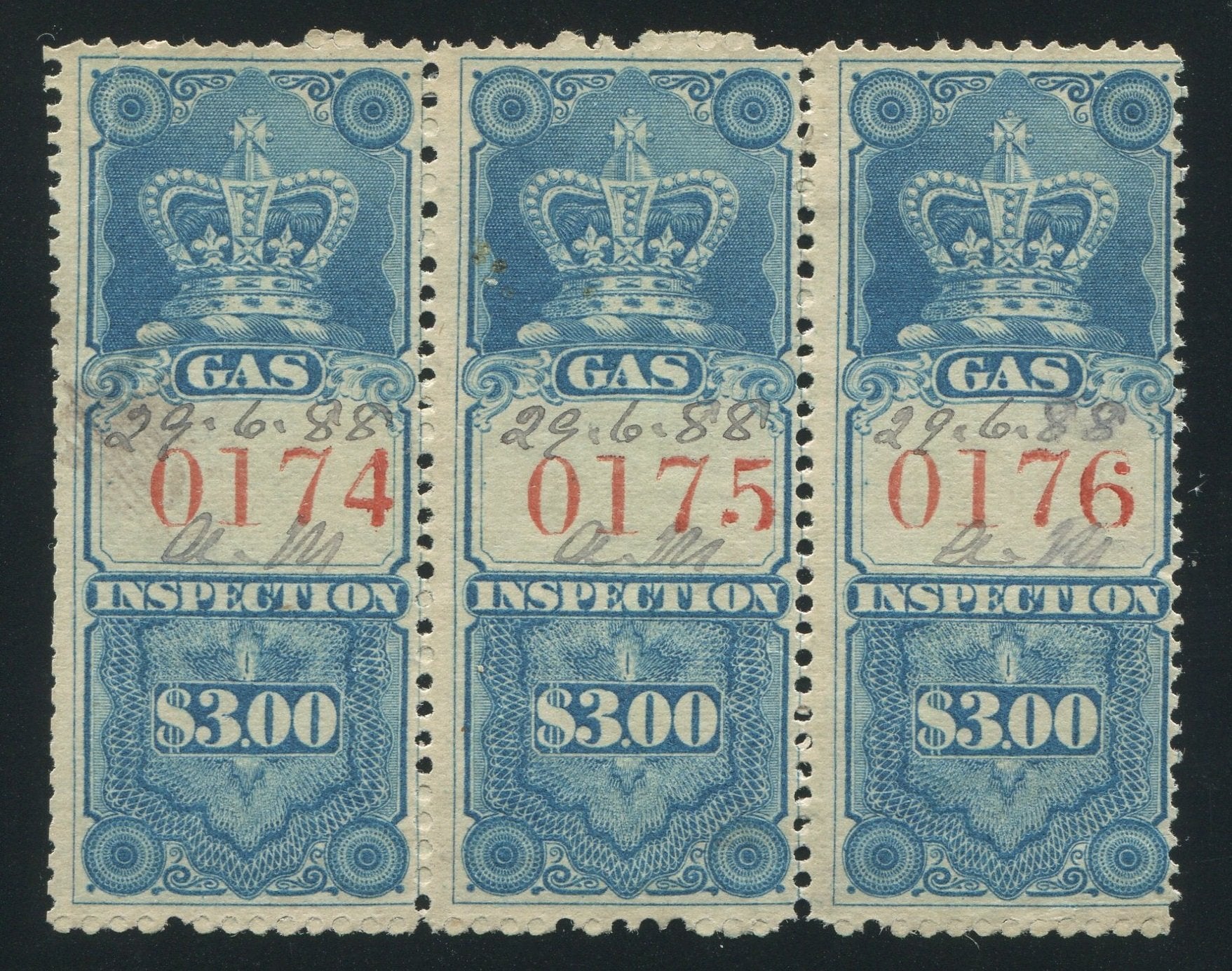 0006FG1709 - FG6 - Used Stip of 3 - Deveney Stamps Ltd. Canadian Stamps
