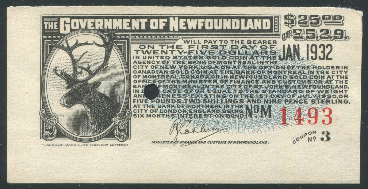 0000NF1911 - Newfoundland Savings Bond