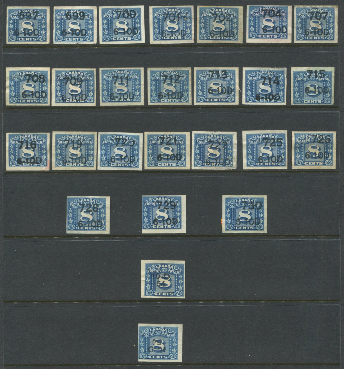 0101FX1904 - Canada Excise Stamp Precancel Collection - FX101