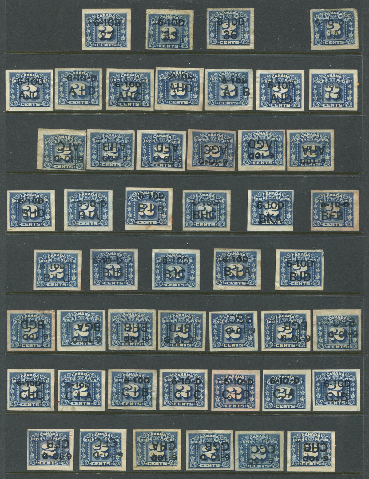 0098FX1904 - Canada Excise Stamp Precancel Collection - FX98