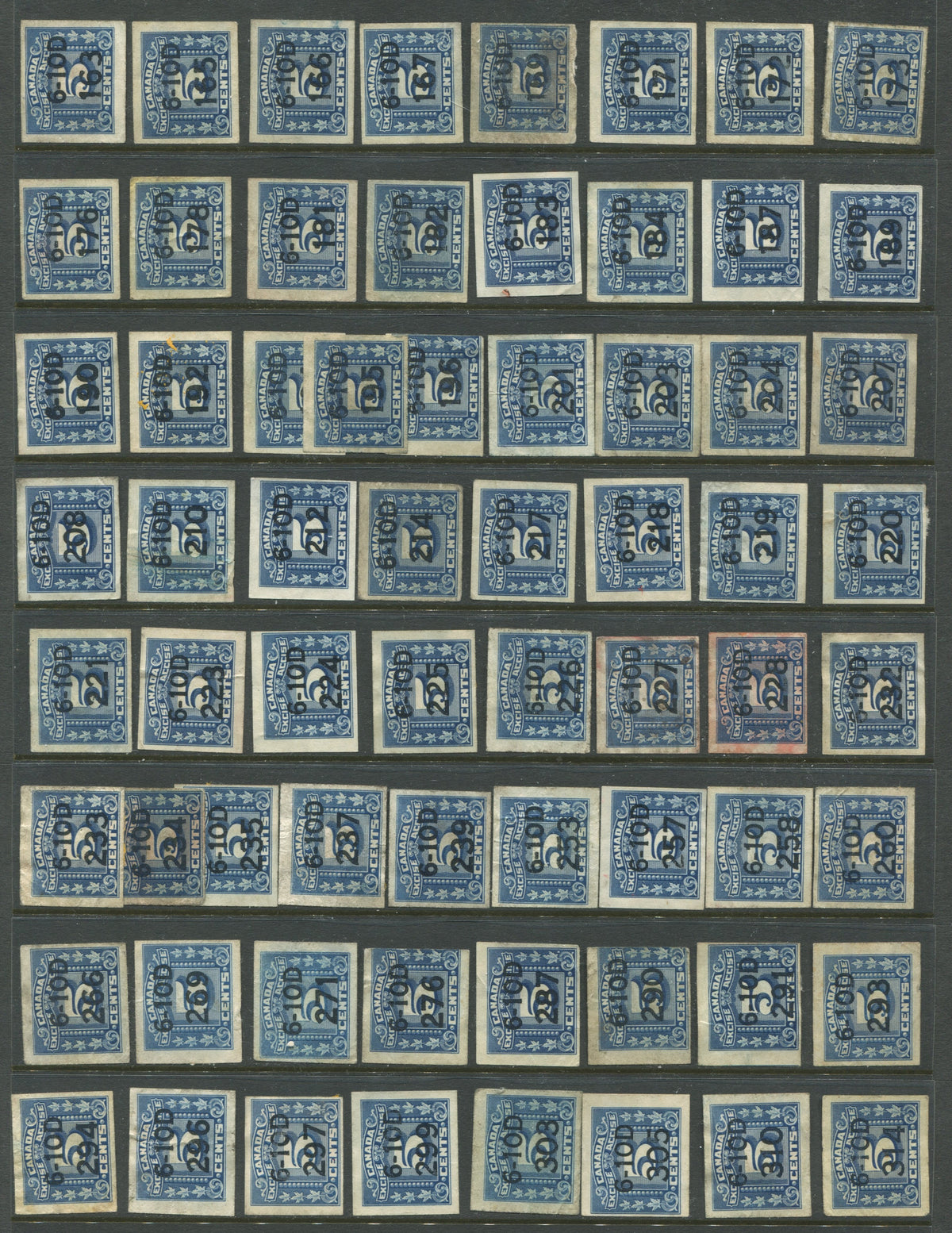 0099FX1904 - Canada Excise Stamp Precancel Collection - FX99