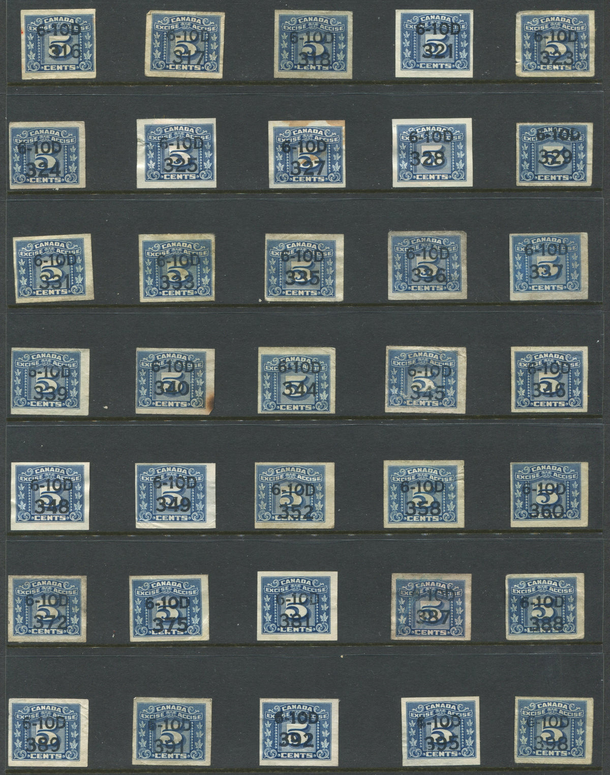 0099FX1904 - Canada Excise Stamp Precancel Collection - FX99