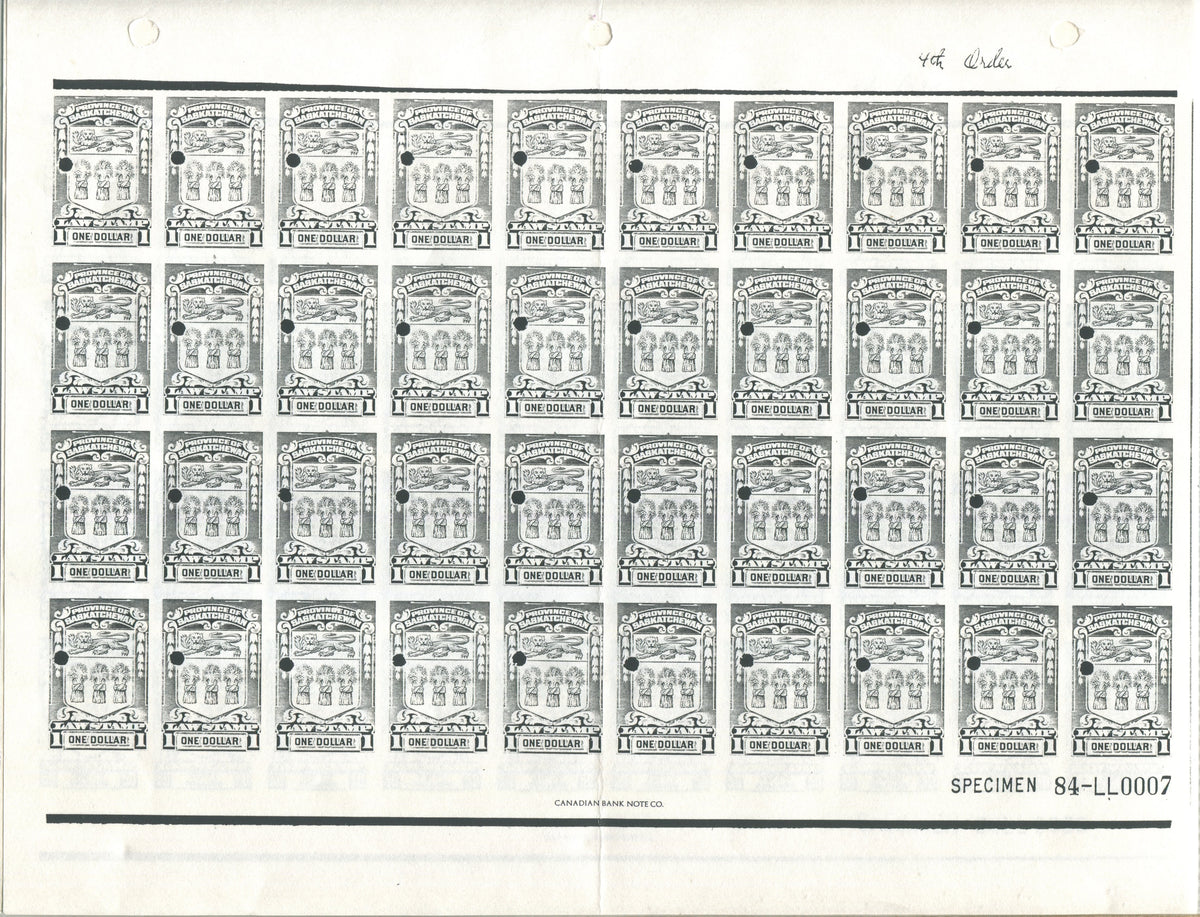 0072SL1910 - Saskatchewan Law Stamp Specimen Collection - SL72//SL78