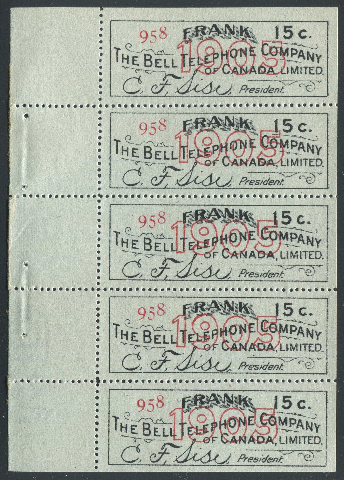 0132BT1907 - TBT18a - Mint Booklet Pane, Watermarked