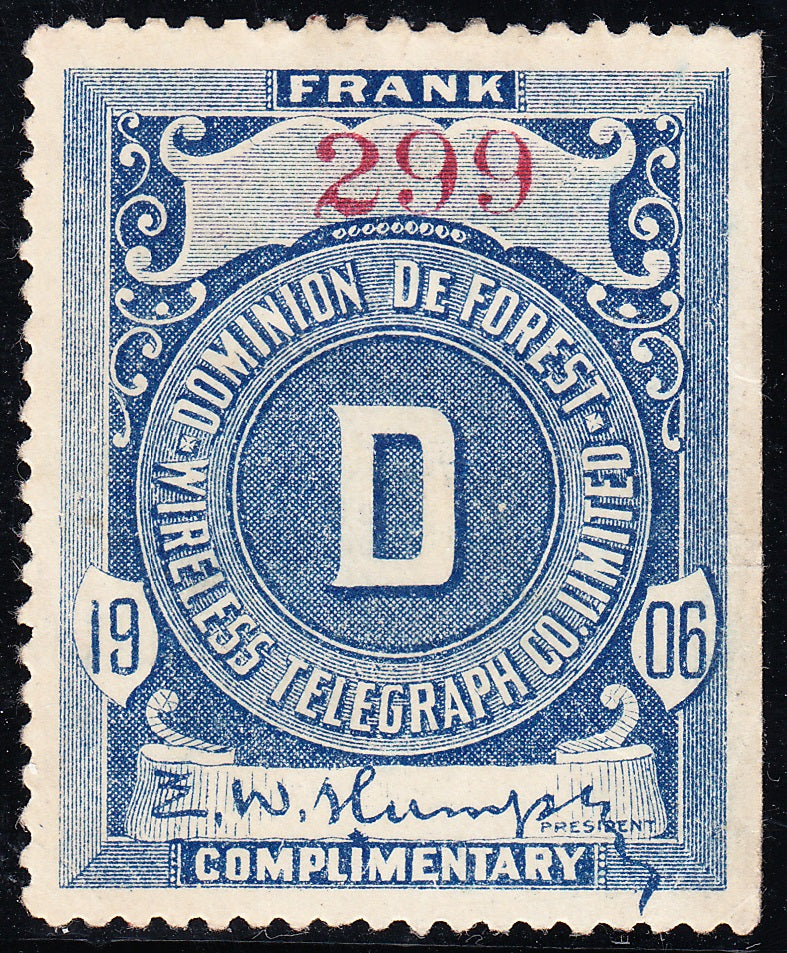 0083TG1709 - TDF1, 1906 Dominion De Forest Telegraph †