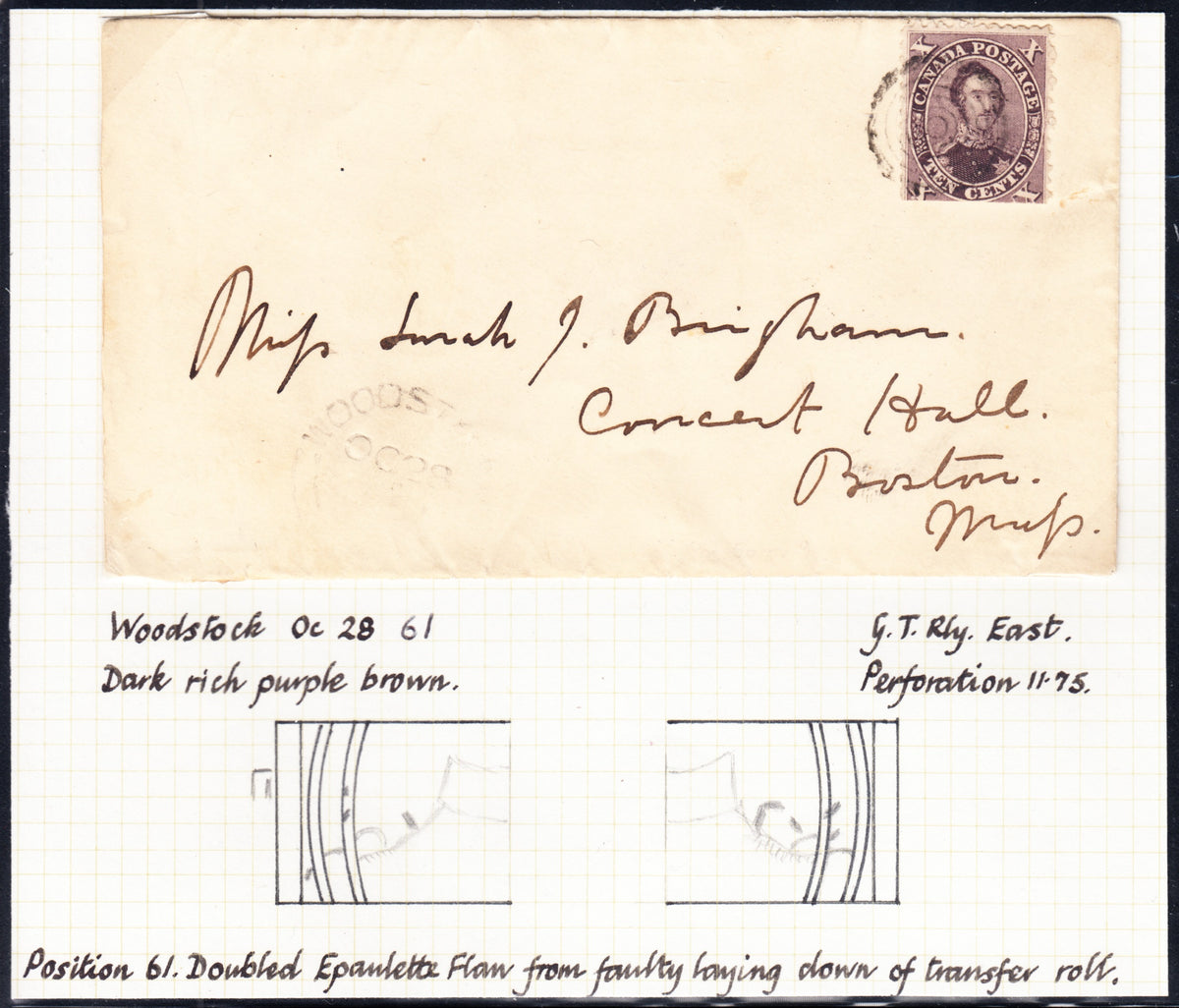 0017CA2204 - Canada #17v, Double Epaulette Variety on Cover